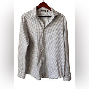 Murano Mens White Black Pattern Button-Up Long Sleeve Slim Fit Shirt Size XL